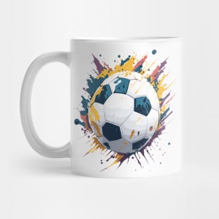 Soccer ball league players with paint splashes. English Football Mug